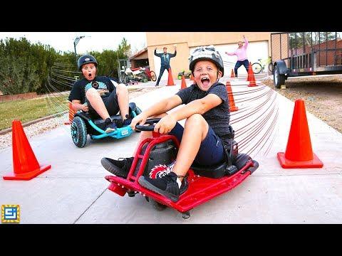 Ride On Cars Vs Power Wheels Vs Drift Cart Race!